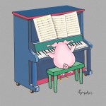 pig playing piano